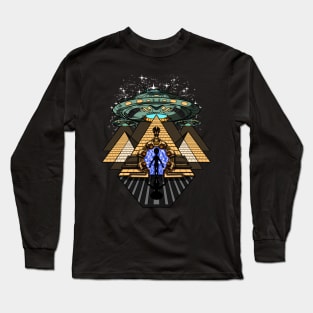 Alien Abduction Egyptian Pyramids Long Sleeve T-Shirt